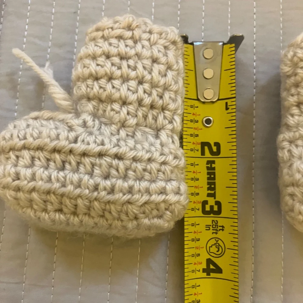 NWOT Handmade Baby Booties Gray w/Gray Ribbon Ties - Size 0-2 Months